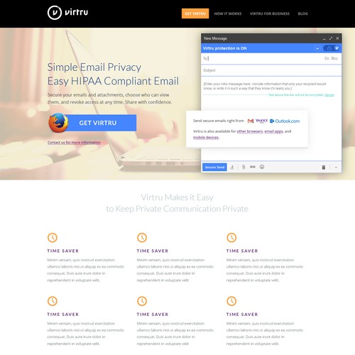 Create Killer Landing Page for Virtru Email Privacy; Focus on Healthcare/HIPPA