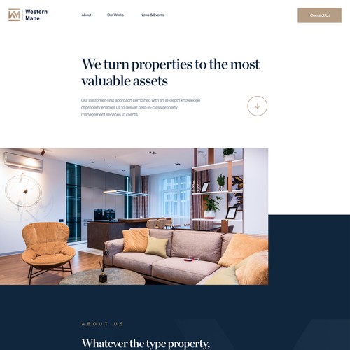 Minimal web design concept for Property management companies