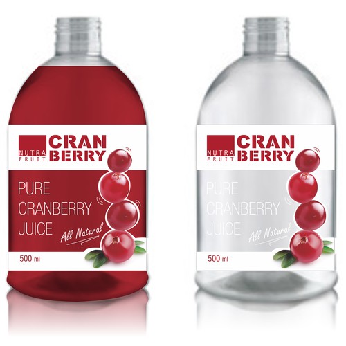 Pure cranberry juice labels
