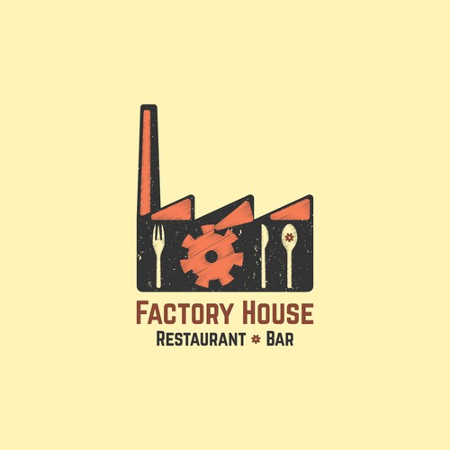 Industrial Style Trendy Restaurant Serving Comfort Food with a Twist-Logo Design