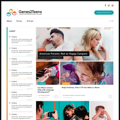 Genes2Teens Homepage Design