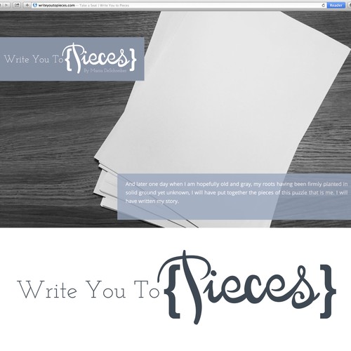 Design an inviting logo for writing blog "Write You to Pieces"  capturing passion for writing