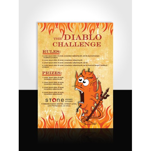 Create a spicy food challenge poster for Stone Korean Kitchen