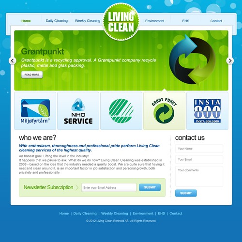 website design for Living Clean Renhold AS