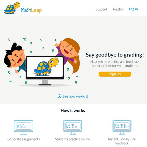  Landing page for teachers