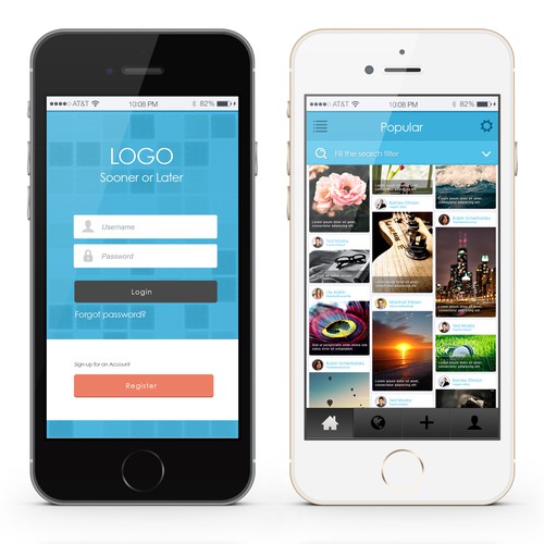 Enhance a social mobile app design that lets users find and share pictures