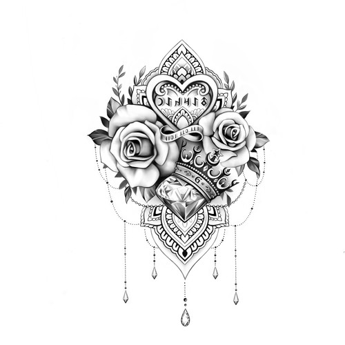 Feminine hip tattoo design 