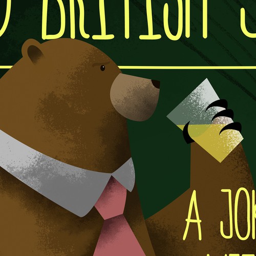 "Bad British Jokes", a cover for a dry joke book with bears and bars