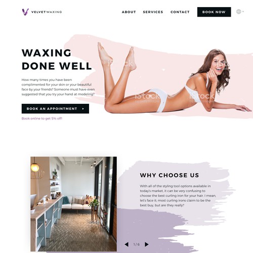 Landing page for a waxing salon