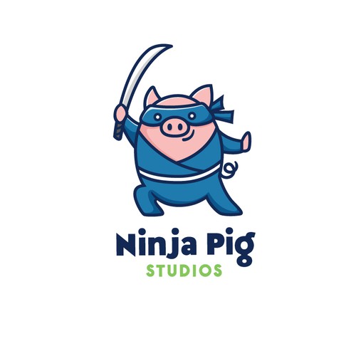 Cool, funky logo for Ninja Pig Studio 