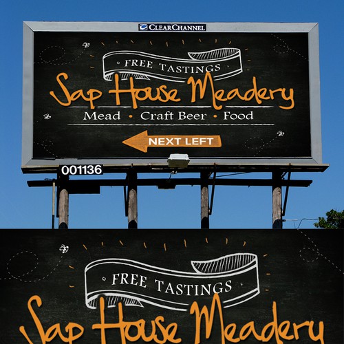 Create a billboard for a Meadery & Pub in a simple, clean style.