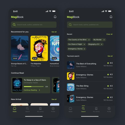 E-Book app - Dark Mode