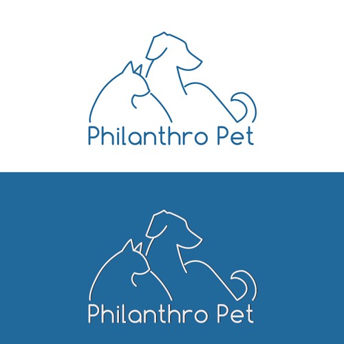 Create a sophisticated line drawing of a cat and dog for a non-profit's logo.