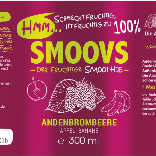 Label design for Smoovs Healthy drink
