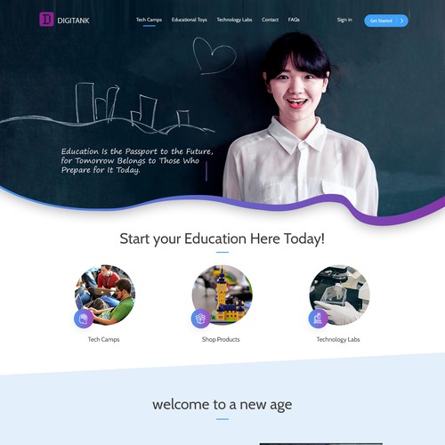 landing page design for an elearning platform