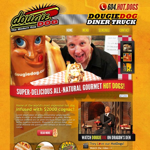 Create webpage design for Famous DougieDog Diner Truck