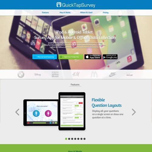 Create a high converting landing page for QuickTapSurvey