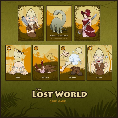 Lost World Lunch Card Game Illustrations