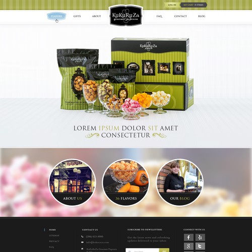Create a captivating new website for KuKuRuZa Gourmet Popcorn