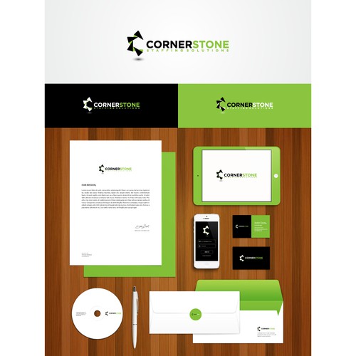 Simple, Modern, Innovative logo for CornerStone Staffing Solutions. Guaranteed and Blind.