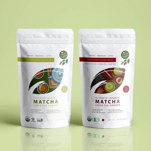 Modern Minimalistic Matcha Green Tea Pouch Design 