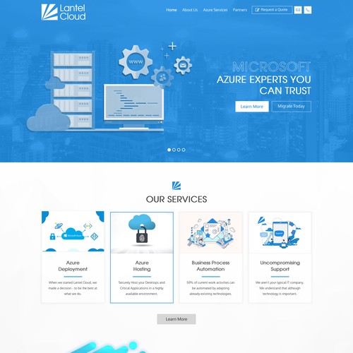 Web page design for lantel cloud