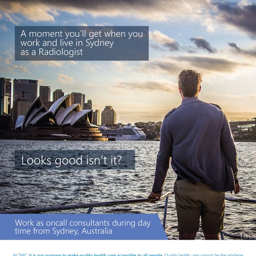 Design of magazine ad to attract UK radiologists to jobs in Sydney, Australia