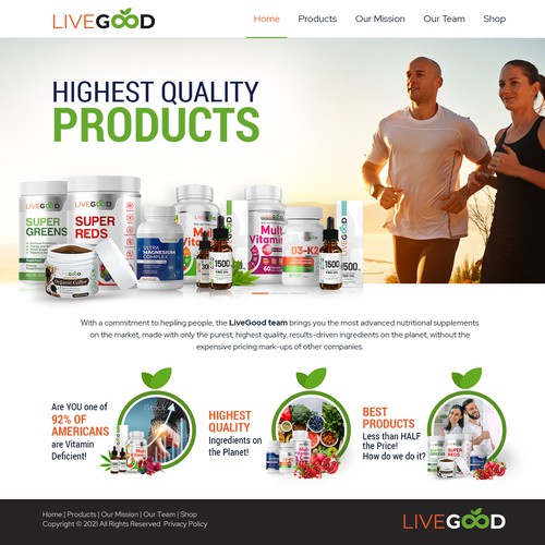 Website Design for Supplement Company