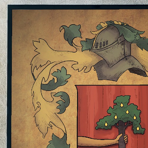 Improved Irish Family Coat Arms on Square Frame