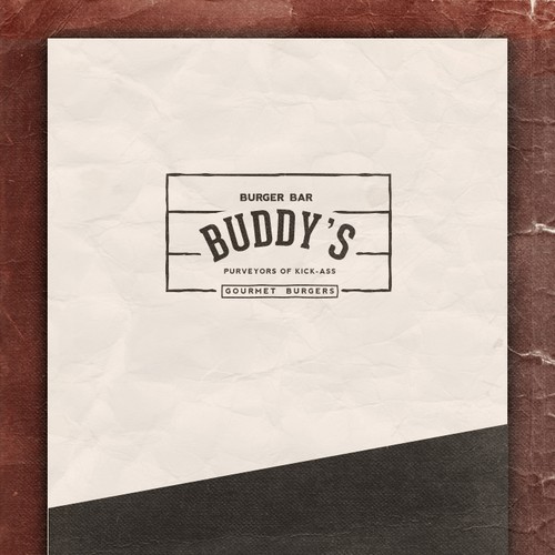 Design a simple, rustic and fun logo for a gourmet burger restaurant.