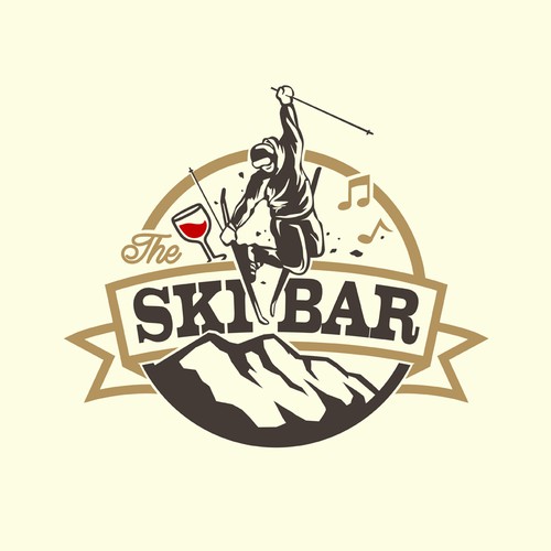 Ski Bar Badge Logo Design