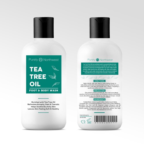 Tea Tree Body Wash Label