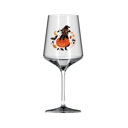 "Halloween Cat" drinking glass illustration