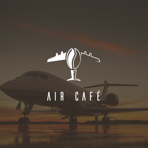 Coffee + plane logo concept