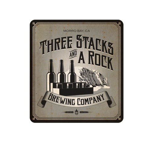 Create a brewery logo based off the towns iconic landmarks.