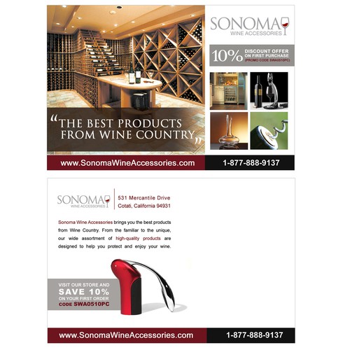 Postcard to introduce new webstore: Sonoma Wine Accessories