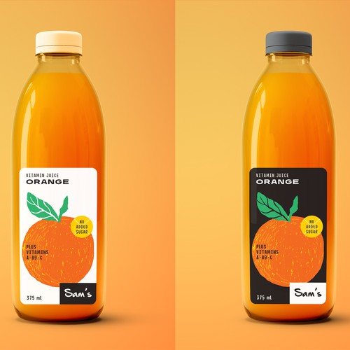 Orange Vitamin Juice Packaging Label