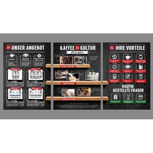 Create visual product information pages & pricing table for gastronomy coffee clients