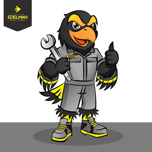 fun eagle mascot for a repairman brand