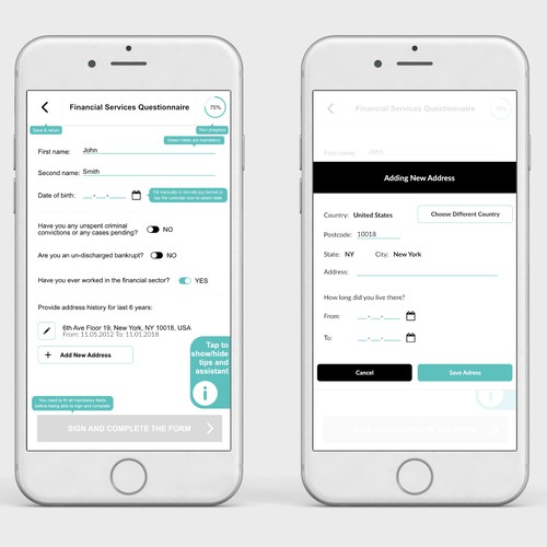 Winning mobile app UI design for The Adecco Group