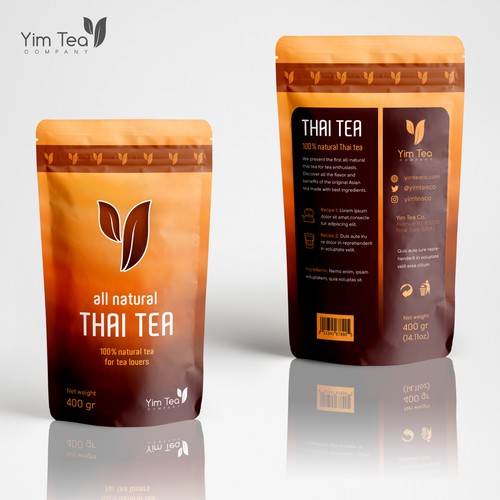 Pouch design for 100% natural tea brand