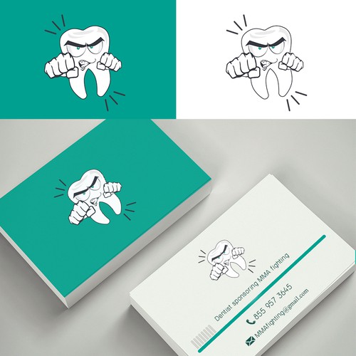 Logo for dentist sponsoring MMA fighting