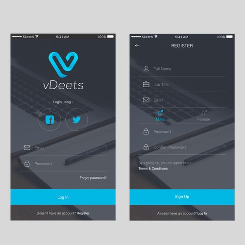 UI Designs for vDeets - mobile (iOS)