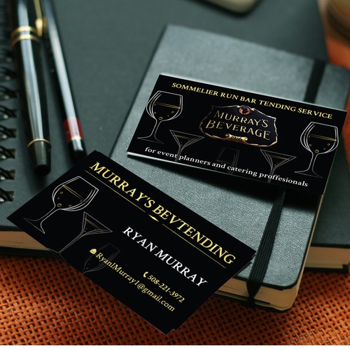 Business card for sommelier run bar tending service