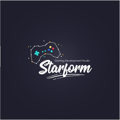 A bold logo concept for a gaming development studio. My idea is to create a game pad out of star formations.