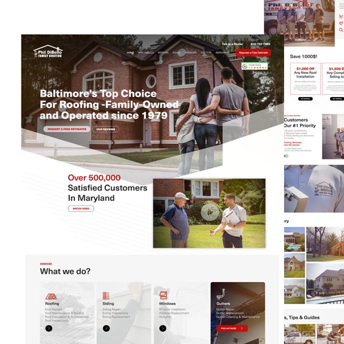 Roofing company UI design