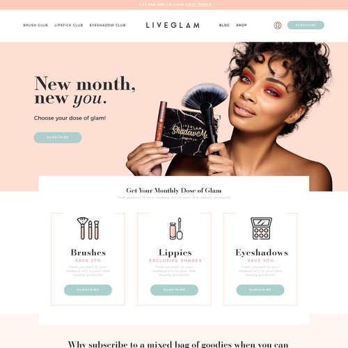 Monthly Beauty Box Homepage Design