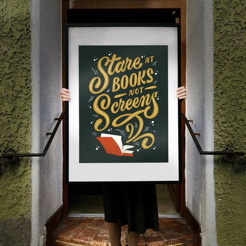 Stare at books not screens Poster