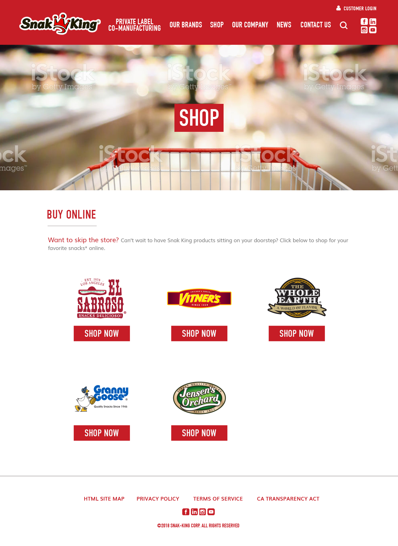 Snak King Website Design - Desktop