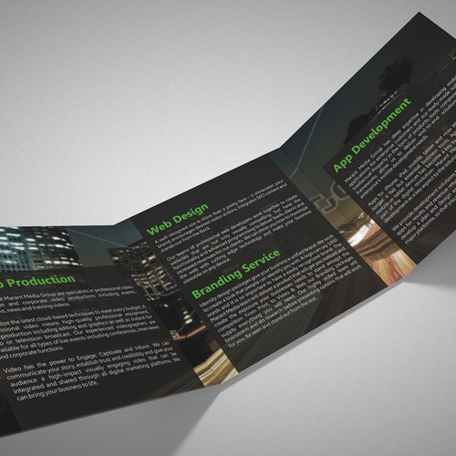 Create the next brochure design for Marant Media Group